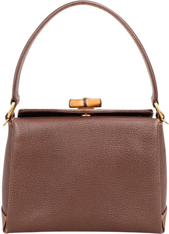 Gucci Gucci Brown Leather Bamboo Lock Top Handle Handbag