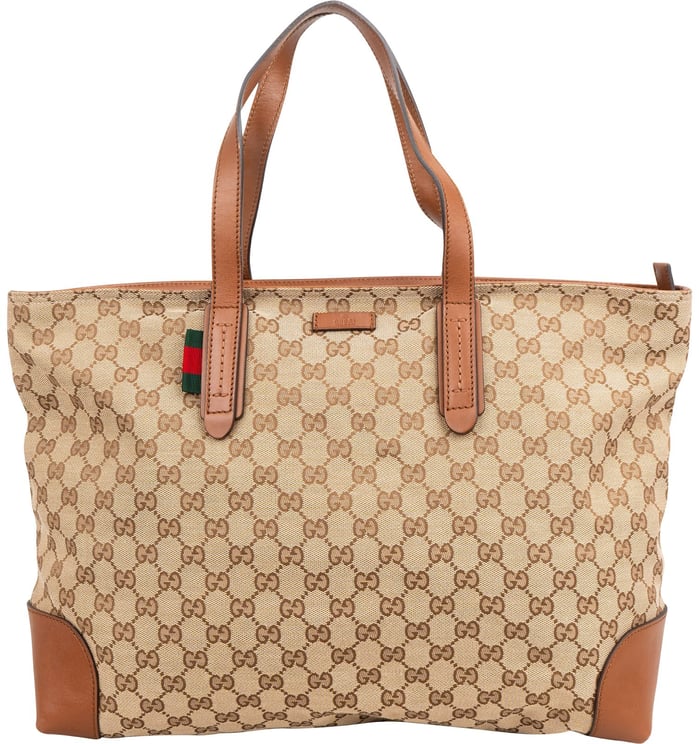Gucci Gucci Monogram GG Canvas Web Detail Sherry Tote Shoulder Bag
