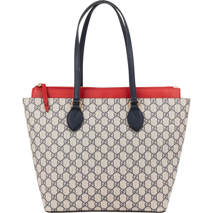 Gucci Gucci Blue Monogram GG Supreme Bicolor Leather Tote Shoulder Bag