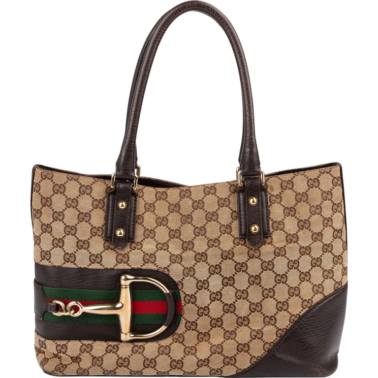 Gucci Gucci Monogram GG Canvas Horsebit Tote Shoulder Bag