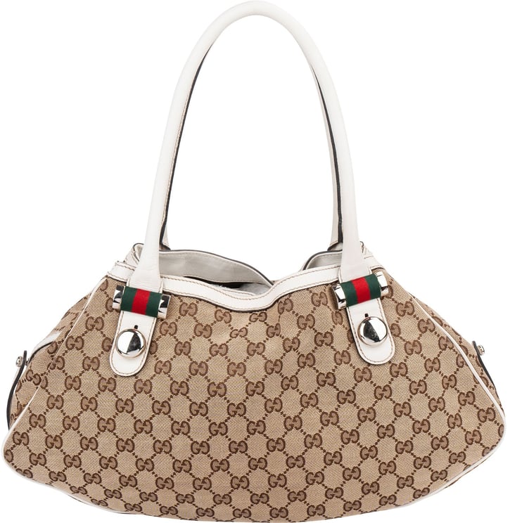 Gucci Gucci Monogram GG Canvas Web Stripe Tote Shoulder Bag