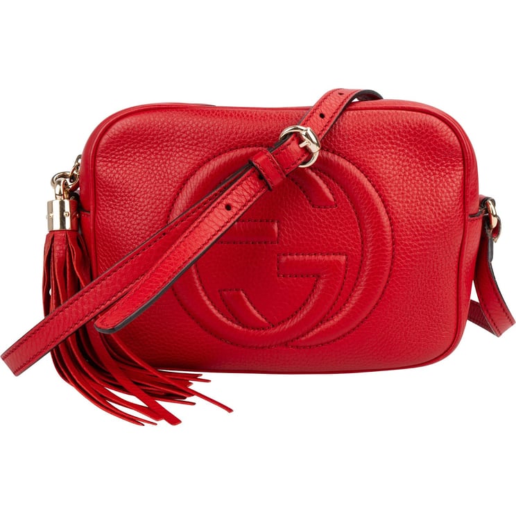 Gucci Gucci Red Grained leather GG Soho Disco Crossbody Bag