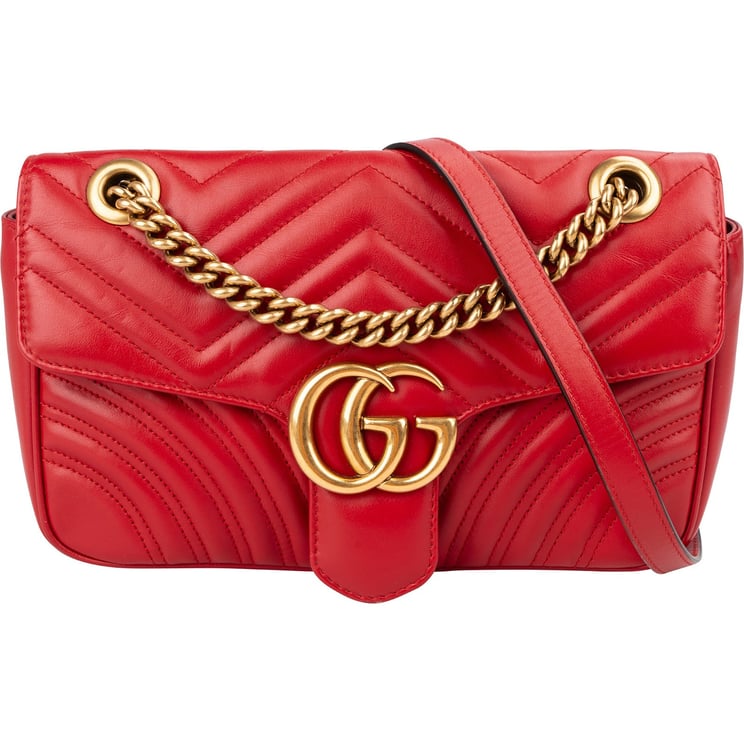 Gucci Gucci Chevron Matelassé Leather GG Marmont Medium Shoulder Crossbody Bag