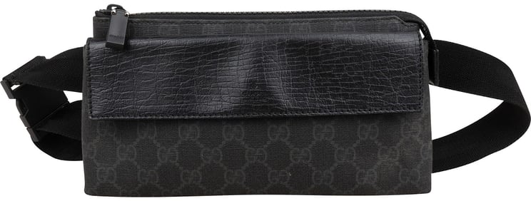 Gucci Gucci Black Monogram GG Canvas Supreme Belt Crossbody Bag