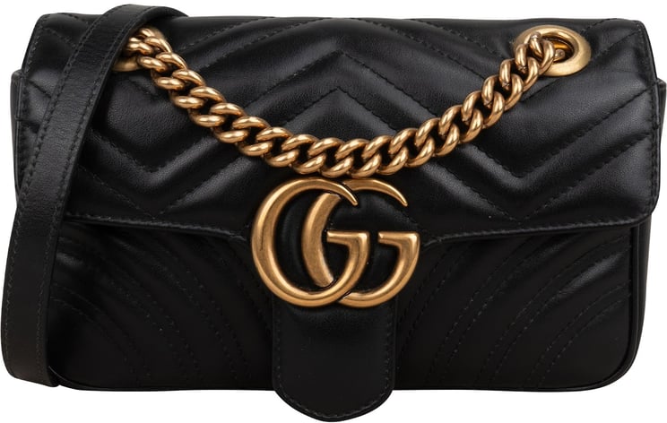 Gucci Gucci Chevron Matelassé Leather GG Marmont Small Shoulder Crossbody Bag