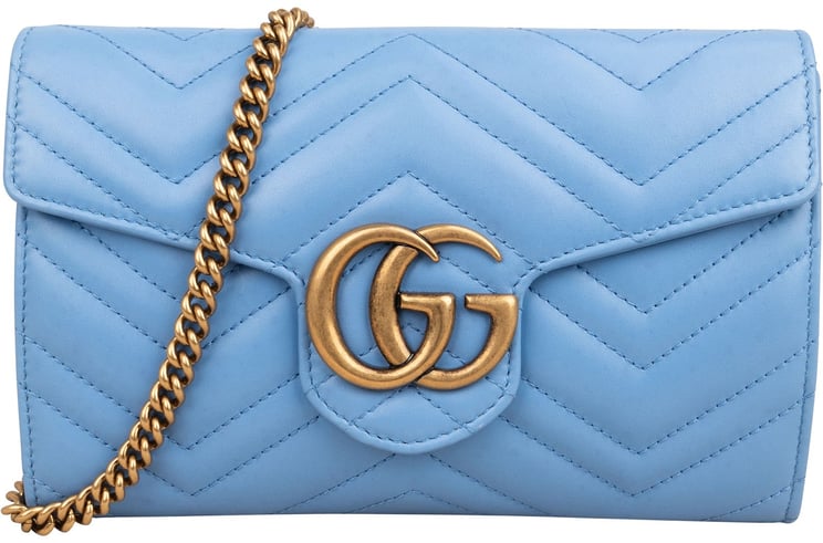 Gucci Gucci Chevron Matelassé Leather GG Marmont Wallet On Chain Crossbody Bag