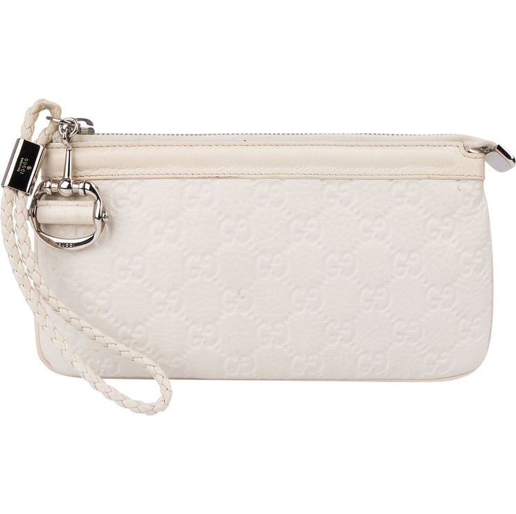 Gucci Gucci Guccissima Leather Horsebit Wristlet Pouch Bag