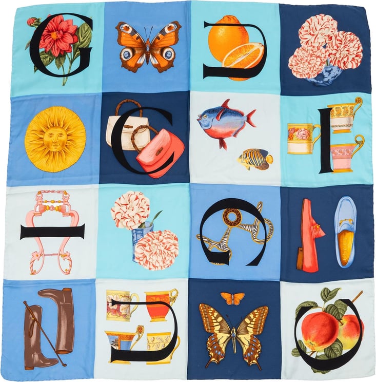 Gucci Gucci Alphabet Print Silk 90 Scarf Tuch
