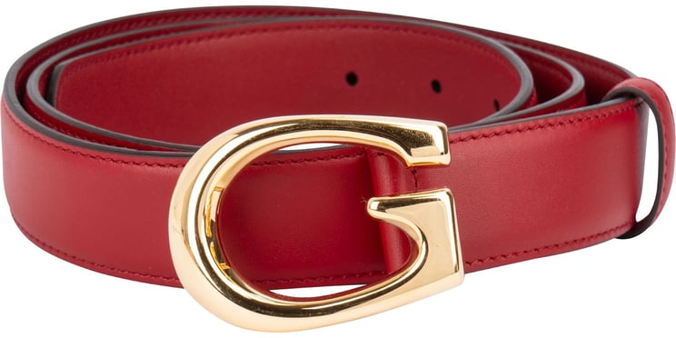 Gucci Gucci Red Leather Framed G Buckle Belt