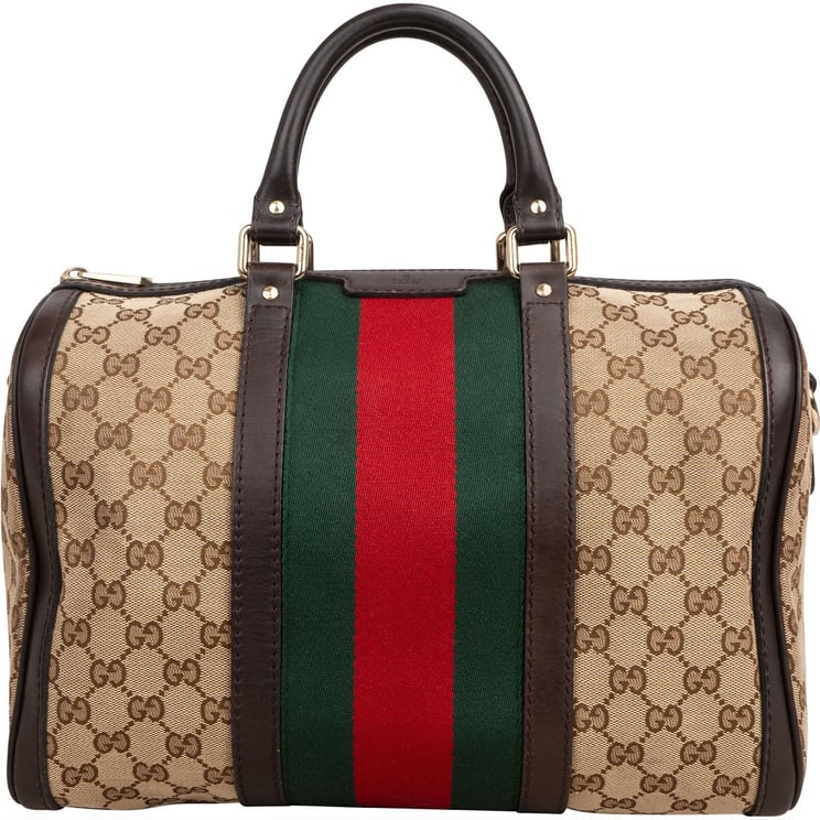 Gucci Gucci Monogram GG Canvas  Web Boston Bag Handbag