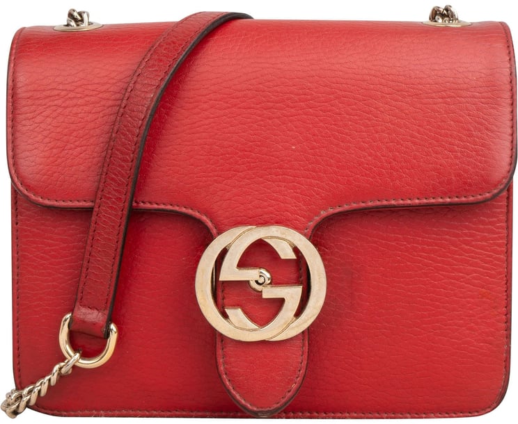 Gucci Gucci Leather Interlocking GG Shoulder Crossbody Bag