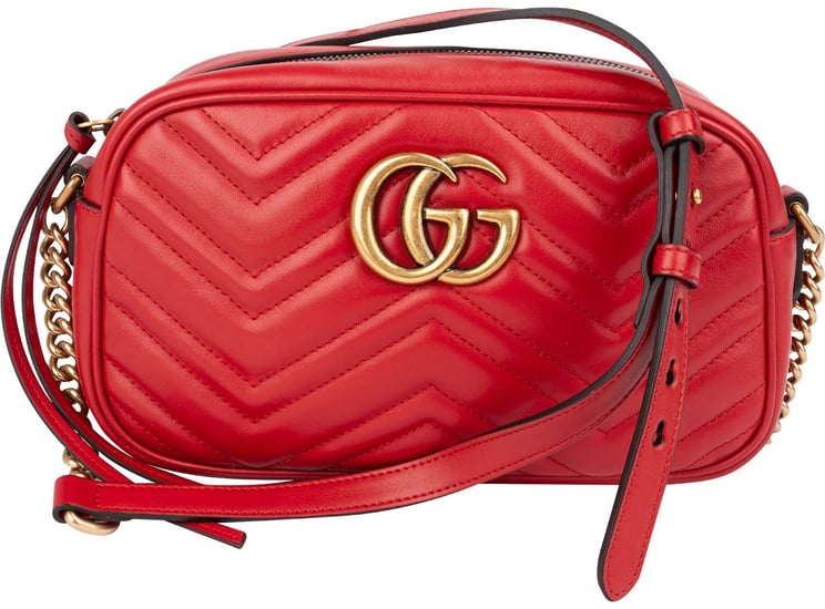 Gucci Gucci Chevron Leather GG Marmont Medium Crossbody Bag