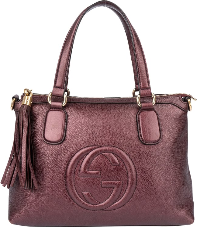Gucci Gucci Metallic Leather GG Soho Handbag