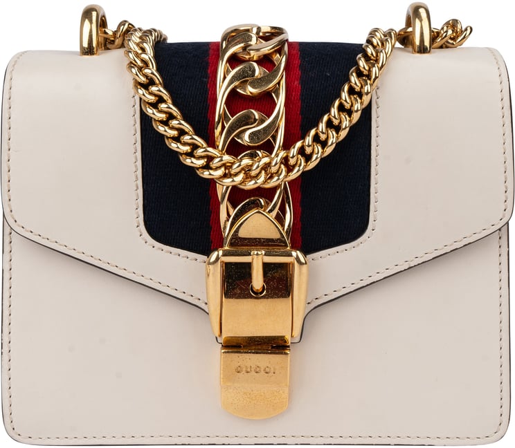 Gucci Gucci White Leather Sylvie Crossbody Bag