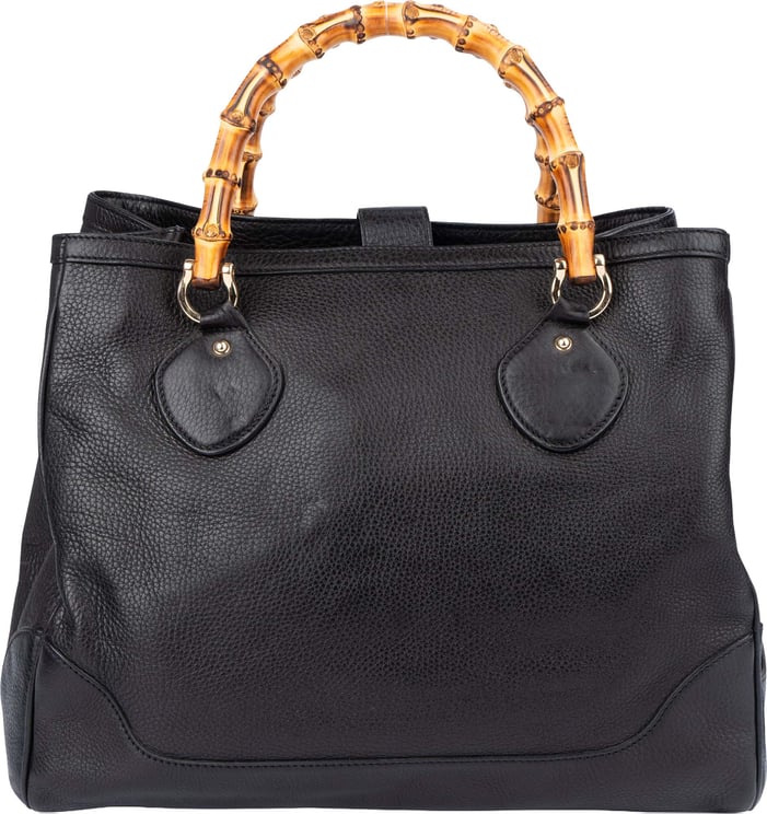 Gucci Gucci Black Leather Bamboo Handbag