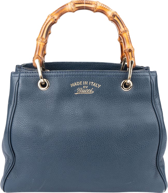 Gucci Gucci Blue Leather Bamboo Handbag