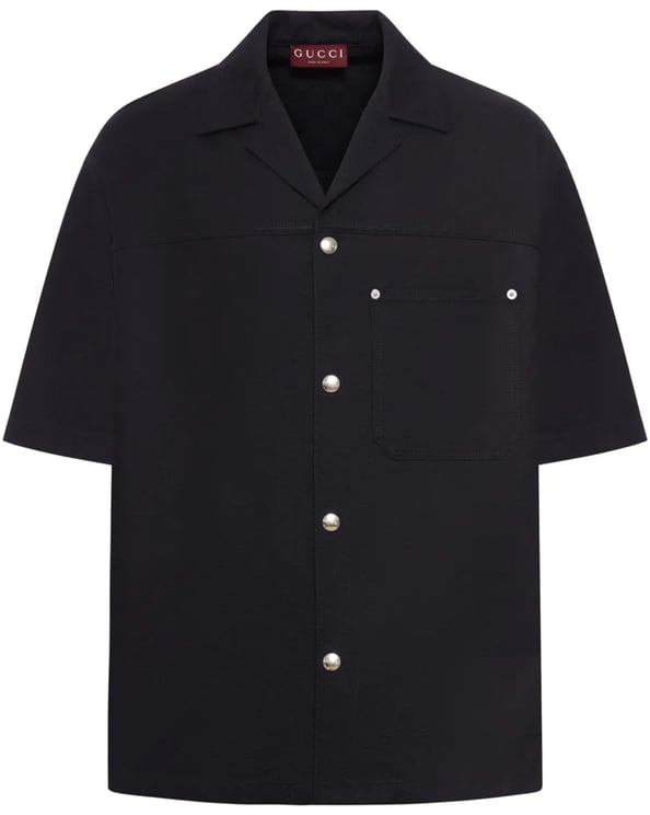 Gucci Black Boxy Short-Sleeved Camp Collar Shirt