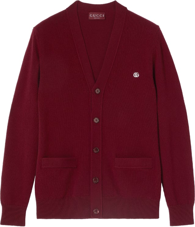 Gucci Burgundy Deep V-Neck Button Cardigan