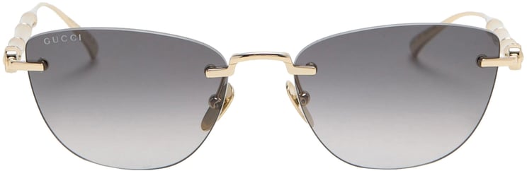 Gucci Gold Rimless Gradient Grey Bamboo Sunglasses