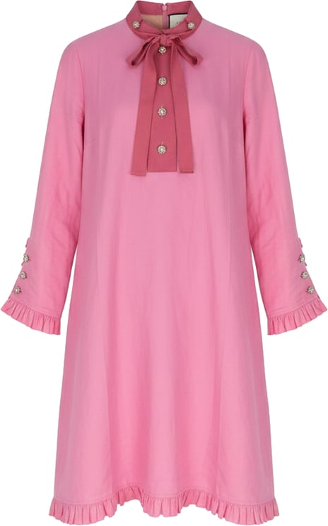 Gucci Gucci Pink Cotton Crystal Pearl Dress (DE32-34 / IT36-38)