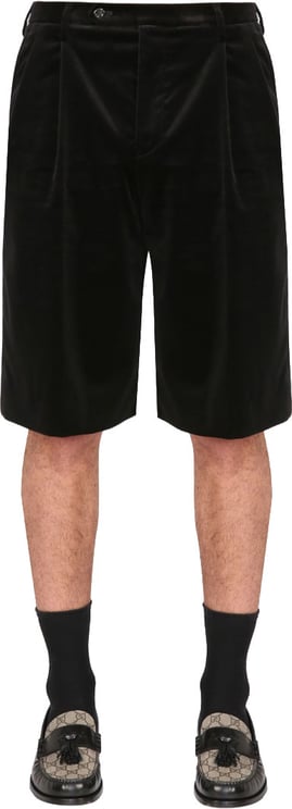 Gucci Stretch Velvet Shorts with Zipper Closure
