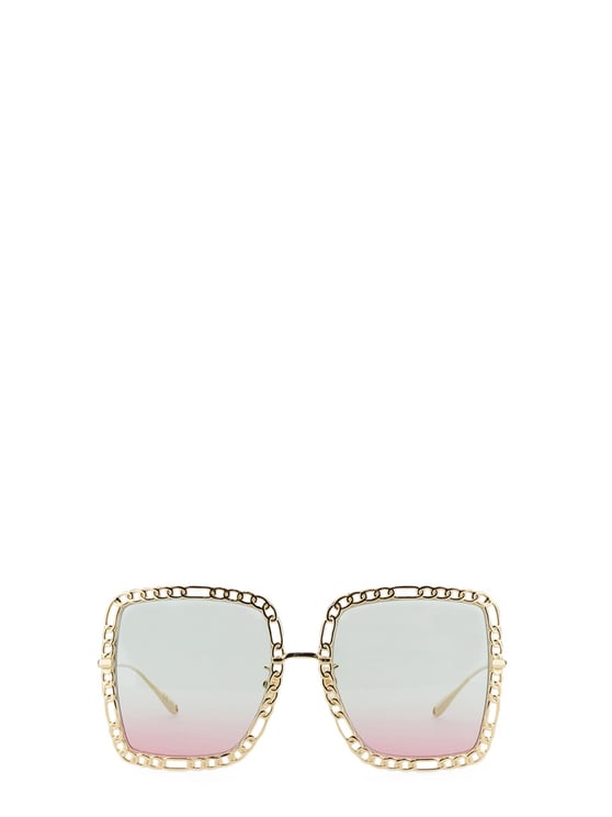 Gucci Occhiale Da Sole Rettangolare Con Catena