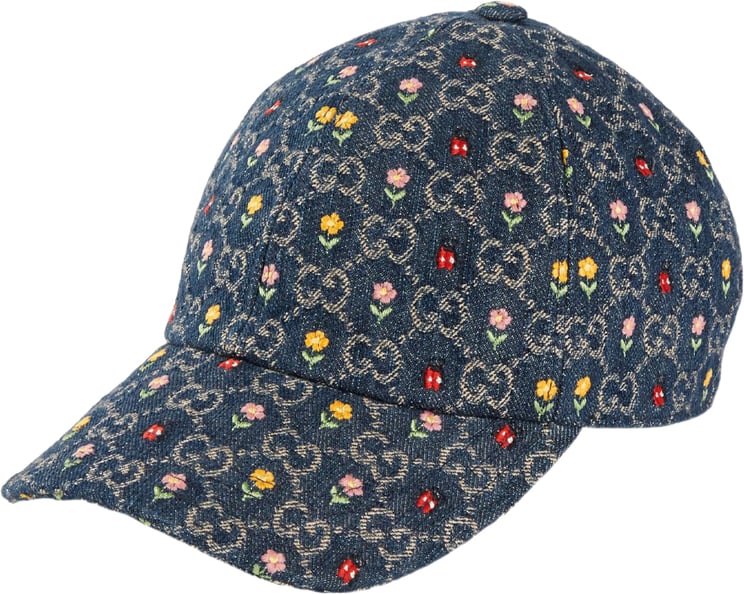 Gucci Embroidered Gg Denim Baseball Cap