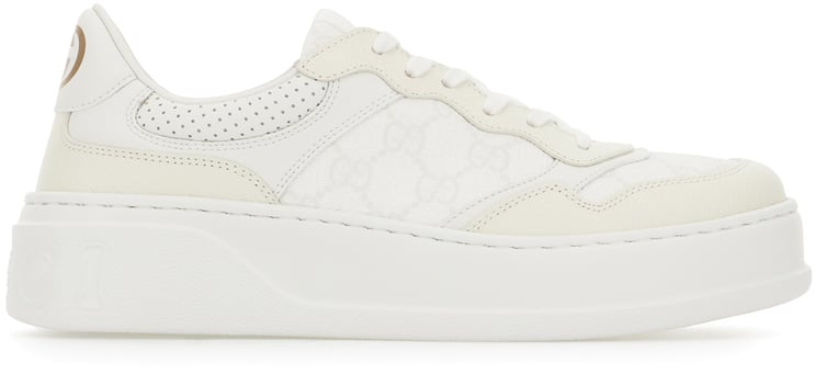 Gucci Gucci White leather and fabric sneakers