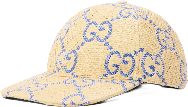 Gucci Raffia Effect Gg Monogram Baseball Cap
