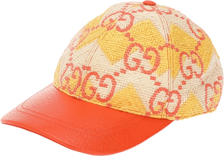 Gucci Raffia Effect Gg Monogram Baseball Cap