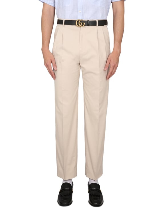 Gucci Embroidered Cotton Pants with Zippered Tab