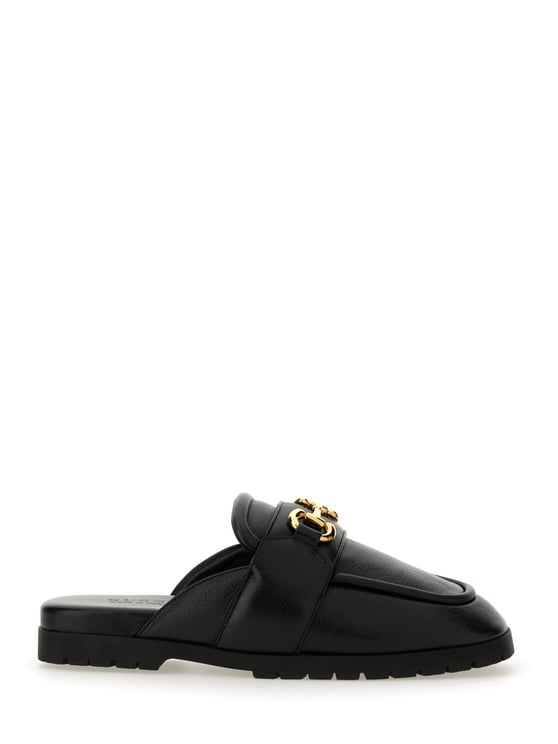 Gucci Men's Leather Sabot Shoe with Clamp Detail