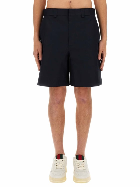 Gucci Web Ribbon Cotton Shorts with Side Pockets