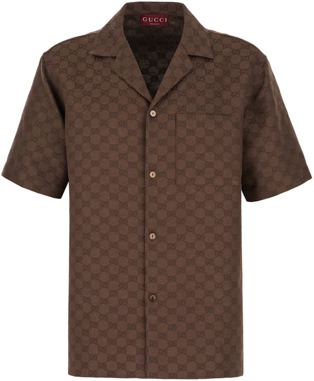 Gucci Gucci Chocolate linen blend bermuda shirt