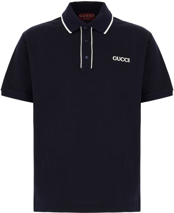 Gucci Gucci Midnight blue piquet polo shirt