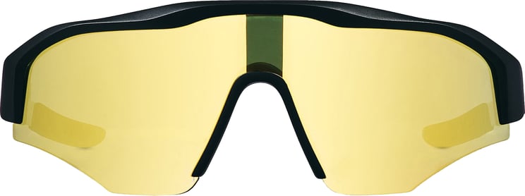 Gucci Black Futuristic Shield-Style Bold Logo Sunglasses