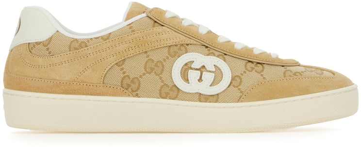 Gucci Gucci Beige suede and GG fabric sneakers