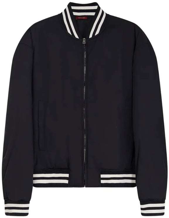 Gucci Black Blouson Ribbed Detail Bomber Jacket