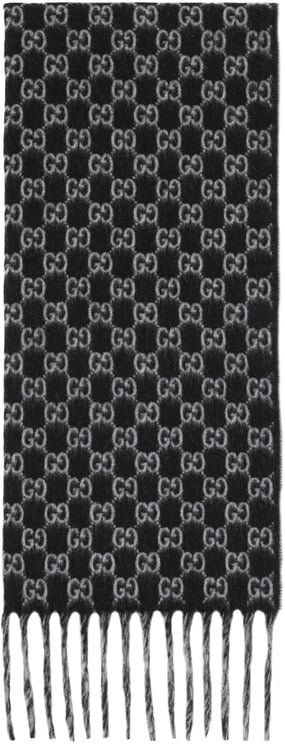 Gucci Black/Grey Logo Shade Reversible GG Scarf