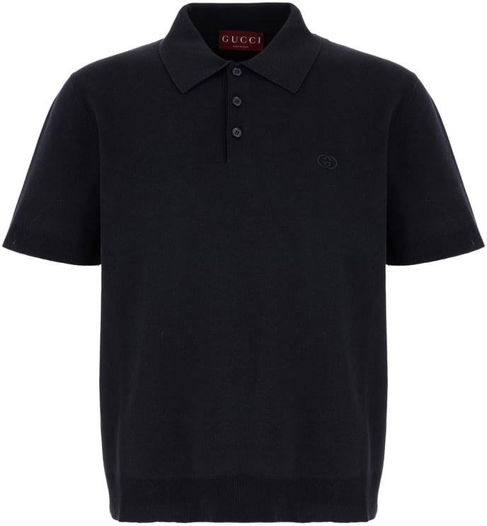 Gucci Gucci Midnight blue silk blend polo shirt