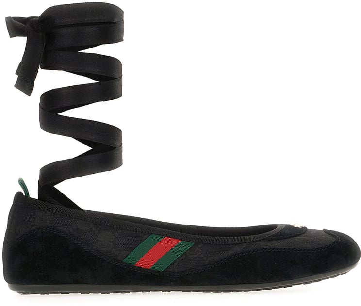 Gucci Gucci Black suede and fabric ballerinas