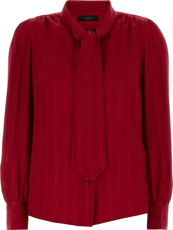 Gucci Red Shirt Satin Blouse