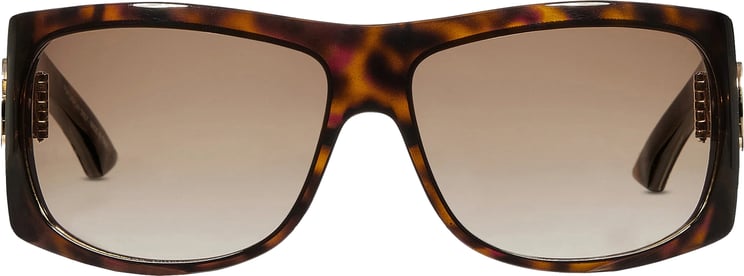 Gucci Brown Rectangular Tortoiseshell Double-G Logo Sunglasses