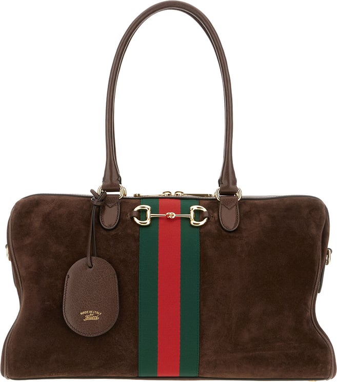 Gucci Gucci Brown suede large Borsetto shopping bag