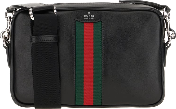 Gucci Gucci Black leather small Web Trademark crossbody bag