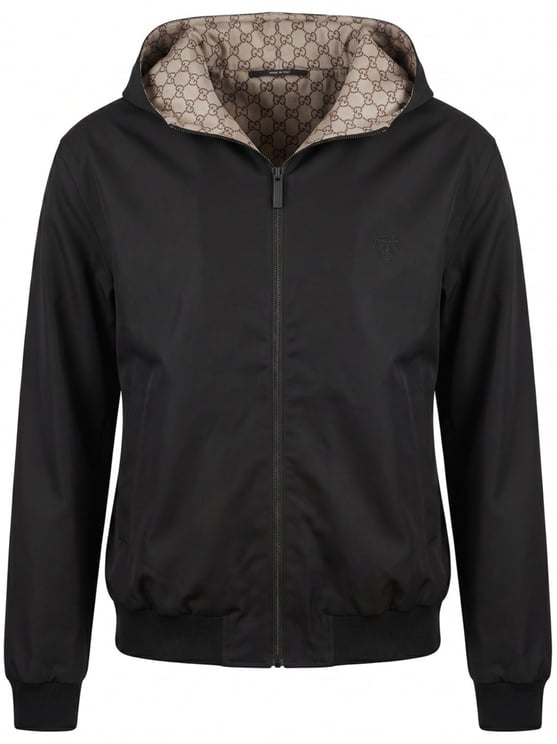 Gucci Black Fabric Lined Hood Zip Blouson