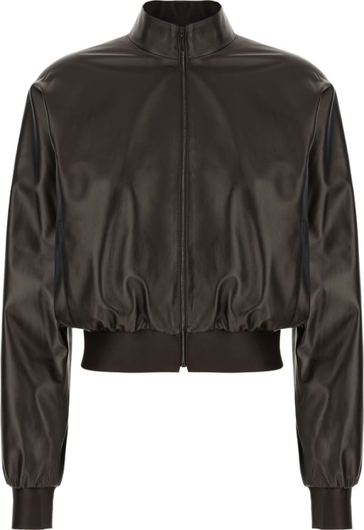 Gucci Gucci Dark brown nappa leather bomber jacket