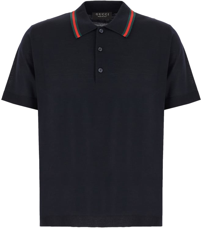 Gucci Gucci Midnight blue piquet polo shirt