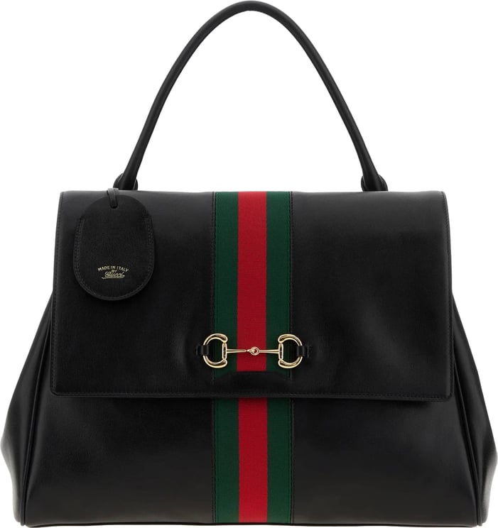 Gucci Black Horsebit Structured Handbag