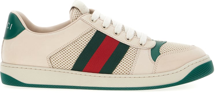 Gucci Gucci Ivory mesh and suede Screener sneakers